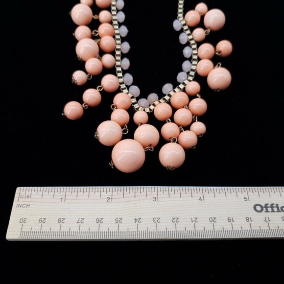 Womens Drop Vintage Style Necklace 18" to 21" Long Metal Peach Waterfall Bead - Picture 7 of 8